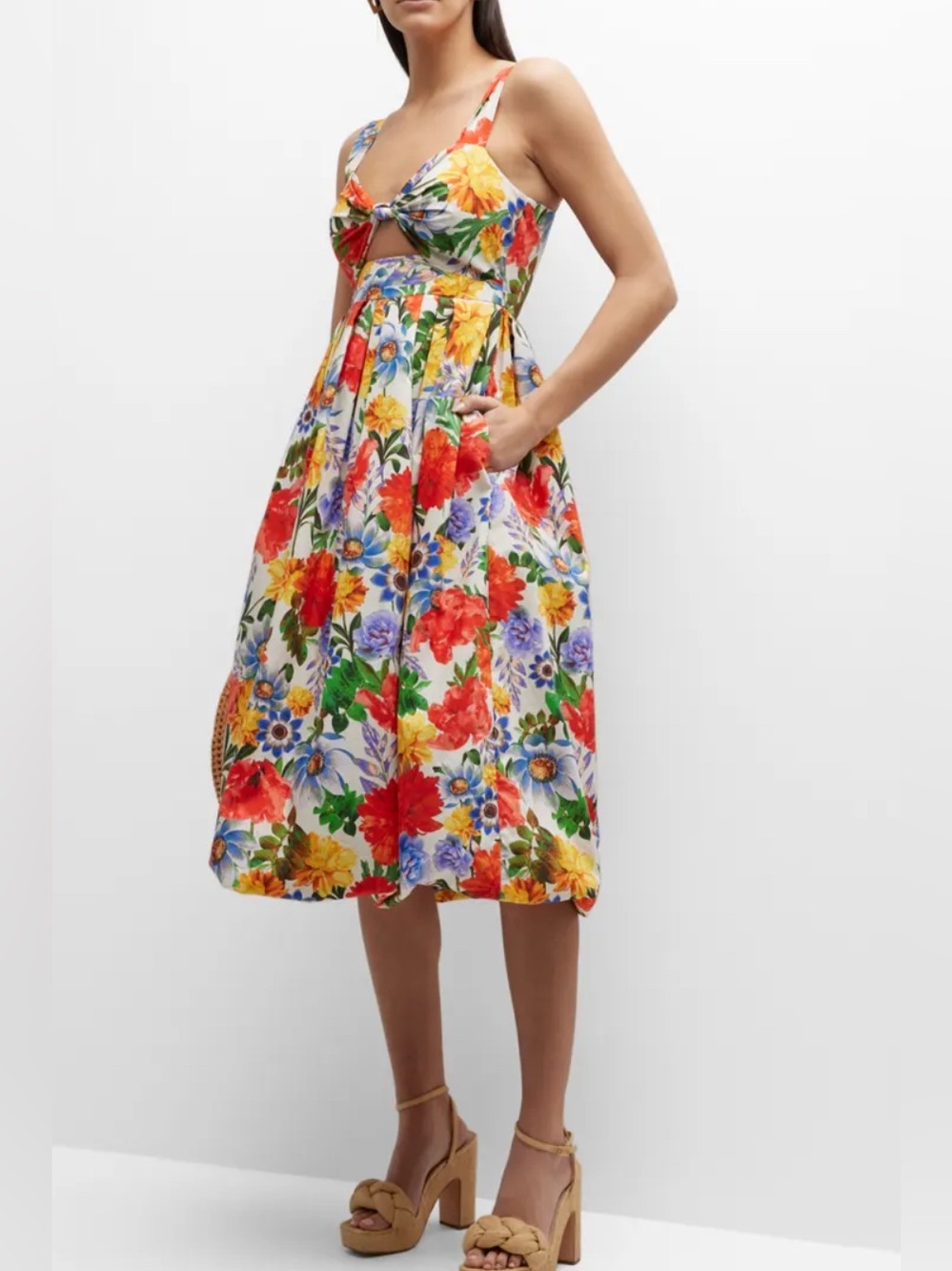 Cara Cara Laurel Floral Knotted Midi Dress  Size 2